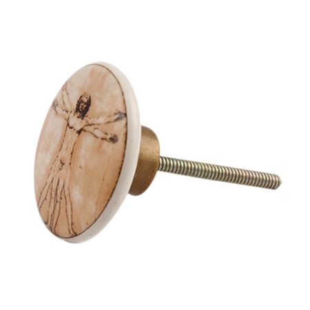 The Vitruvian Man Brown Flat Dresser Knob